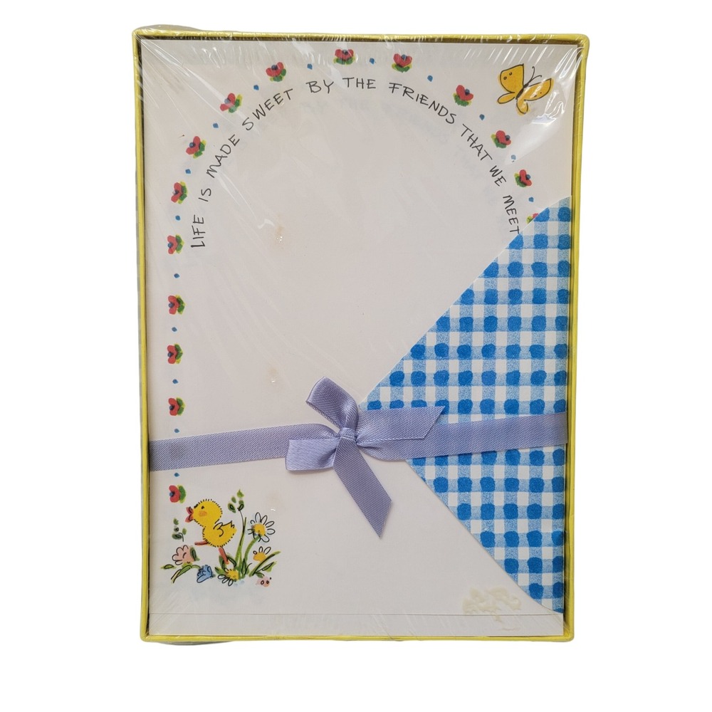 Vintage Mead Montag Freckles N Frills Stationery Set 1983 Blue Gingham NEW